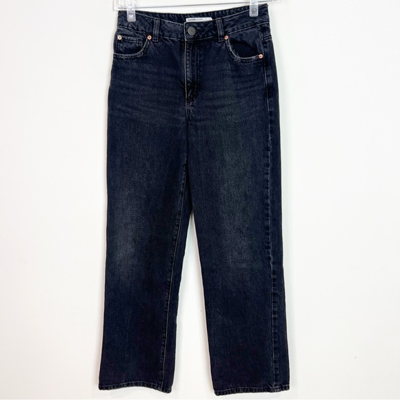 GARAGE DENIM BLACK HIGH WAIST 90s STRAIGHT JEANS WOMENS SZ 26 - Picture 1 of 5